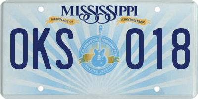 MS license plate OKS018