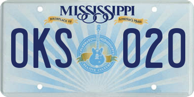 MS license plate OKS020