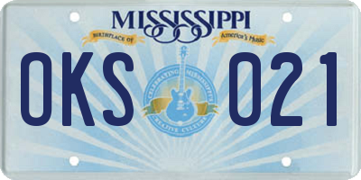 MS license plate OKS021