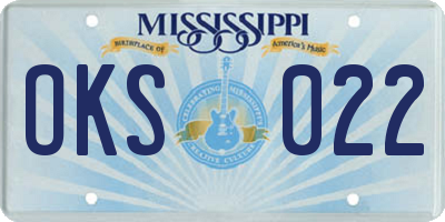 MS license plate OKS022
