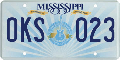 MS license plate OKS023