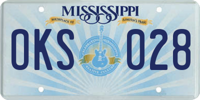 MS license plate OKS028