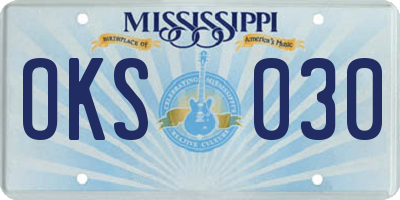 MS license plate OKS030