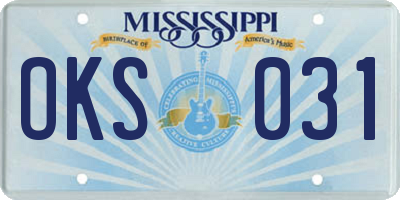 MS license plate OKS031