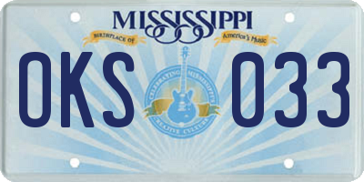 MS license plate OKS033