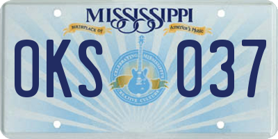 MS license plate OKS037
