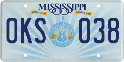 MS license plate OKS038