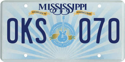 MS license plate OKS070