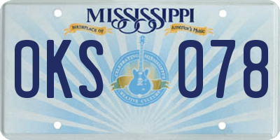 MS license plate OKS078