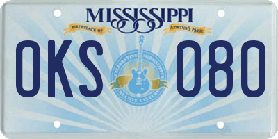 MS license plate OKS080