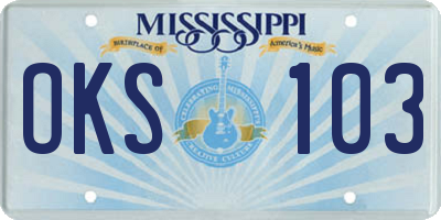 MS license plate OKS103