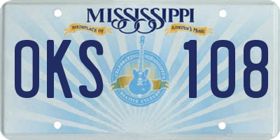 MS license plate OKS108