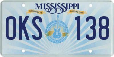 MS license plate OKS138