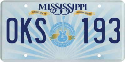 MS license plate OKS193