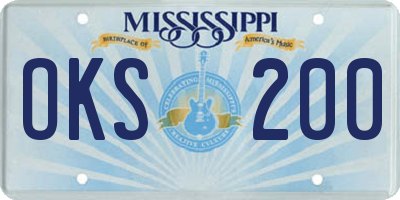 MS license plate OKS200