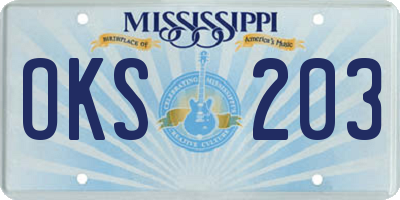 MS license plate OKS203