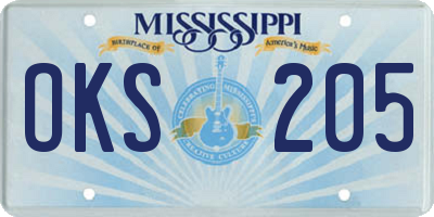 MS license plate OKS205