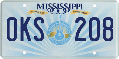 MS license plate OKS208