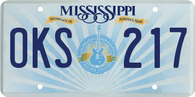 MS license plate OKS217