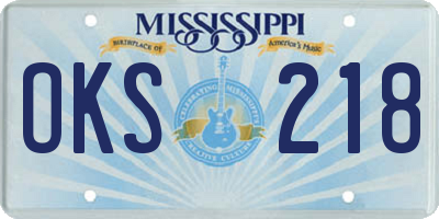 MS license plate OKS218