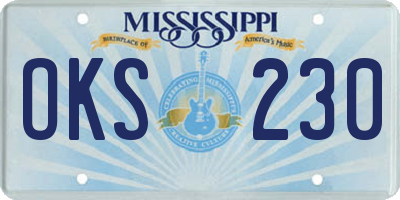 MS license plate OKS230