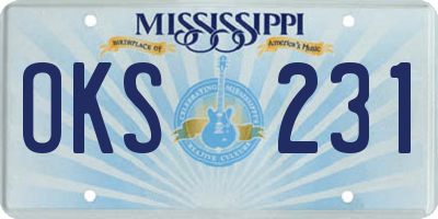 MS license plate OKS231