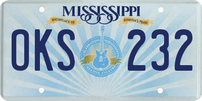 MS license plate OKS232