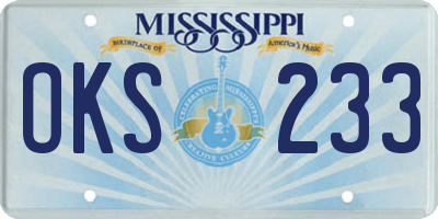 MS license plate OKS233