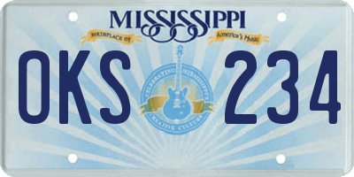 MS license plate OKS234