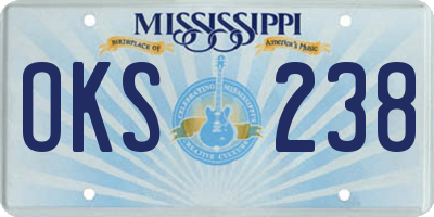 MS license plate OKS238