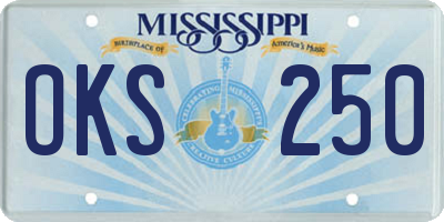 MS license plate OKS250