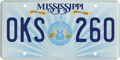 MS license plate OKS260