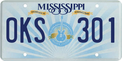 MS license plate OKS301