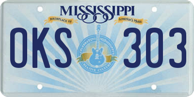MS license plate OKS303