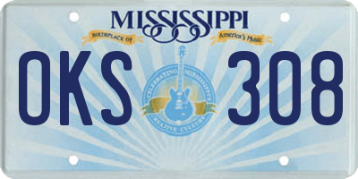 MS license plate OKS308