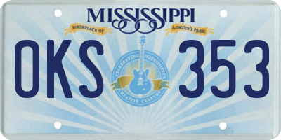 MS license plate OKS353