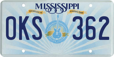 MS license plate OKS362