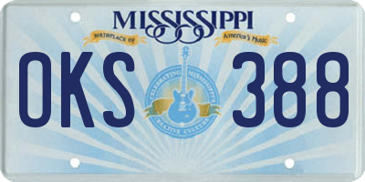 MS license plate OKS388