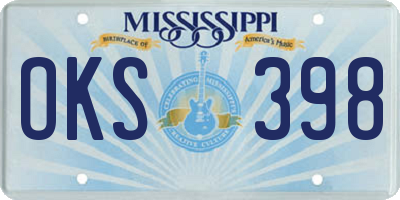MS license plate OKS398