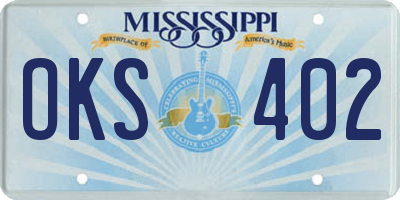 MS license plate OKS402