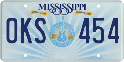 MS license plate OKS454