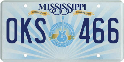 MS license plate OKS466