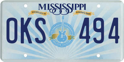 MS license plate OKS494