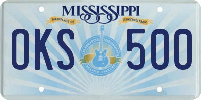 MS license plate OKS500