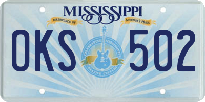 MS license plate OKS502