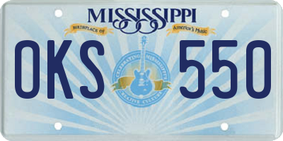 MS license plate OKS550