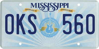 MS license plate OKS560