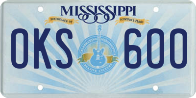 MS license plate OKS600