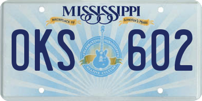 MS license plate OKS602