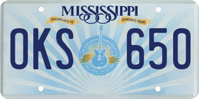 MS license plate OKS650